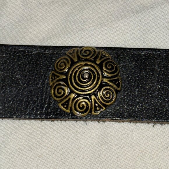 Unbranded Accessories - Womens Black Leather Belt W/Embellishments Med Psbly Handmade